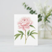 Roze Pioen Postkaart (Staand voorkant)