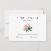 Roze Pioen QR Code Elegante Trouwkaart RSVP Kaartje (Voorkant)