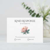 Roze Pioen QR Code Elegante Trouwkaart RSVP Kaartje (Staand voorkant)