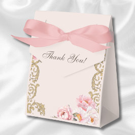 Roze Pioen Rococo Antieke Bloemen Baby Shower Bedankdoosjes