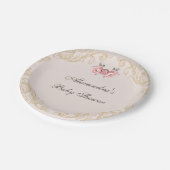 Roze  pioen rococo bloemen Baby shower Papieren Bordje (Gekanteld)