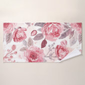 Roze Pioen Roos Waterverf Bloementuin Badhanddoek (Badhanddoek)