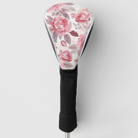 Roze Pioen Roos Waterverf Bloementuin Golfheadcover (Voorkant)