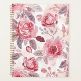 Roze Pioen Roos Waterverf Bloementuin Planner