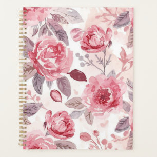 Roze Pioen Roos Waterverf Bloementuin Planner