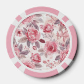 Roze Pioen Roos Waterverf Bloementuin Poker Chips (Achterkant)