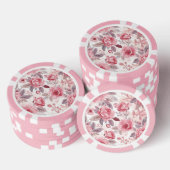 Roze Pioen Roos Waterverf Bloementuin Poker Chips (Opstapeling)