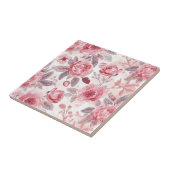 Roze Pioen Roos Waterverf Bloementuin Tegeltje (Zijkant)
