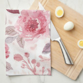 Roze Pioen Roos Waterverf Bloementuin Theedoek (Quarter Fold)