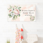 Roze Pioen Rozen Bloemige Bruids-Shower Spandoek (Insitu)