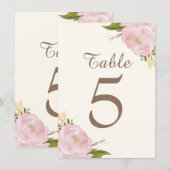 Roze Pioen Rozen Huwelijk Tafel Nummers Kaart (Voorkant / Achterkant)