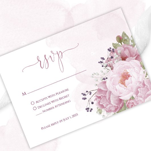 Roze Pioen RSVP Kaarten