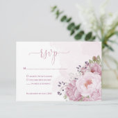 Roze Pioen RSVP Kaarten (Staand voorkant)