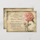  roze pioen rustieke verlovingsfeest kaart (Voorkant / Achterkant)