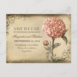 Roze Pioen Save the Date Aankondigingskaart