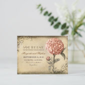 Roze Pioen Save the Date Aankondigingskaart (Staand voorkant)