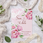 Roze Pioen Save the Date Kaart