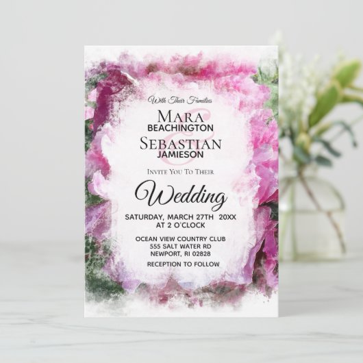 *~* Roze pioen schilderij Artistieke AR1 bruiloft Kaart (Staand voorkant)