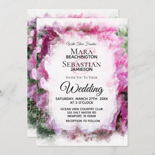 *~* Roze pioen schilderij Artistieke AR1 bruiloft Kaart (Voorkant / Achterkant)