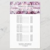 Roze Pioen Script Monogram Salon Service Menu (Voorkant)