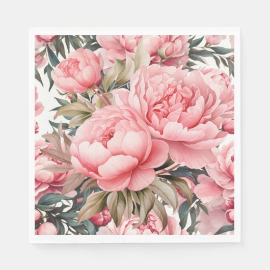 Roze Pioen  Servet (Voorkant)