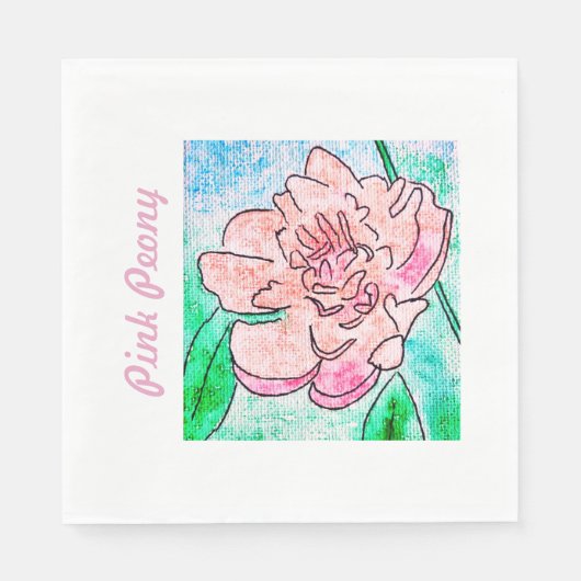 Roze Pioen Servet (Voorkant)
