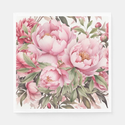 Roze Pioen Servet (Voorkant)