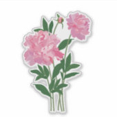 Roze Pioen Sticker (Voorkant)