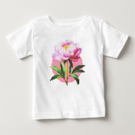 Roze Pioen Stip Mozaïek Bloem (Voorkant)