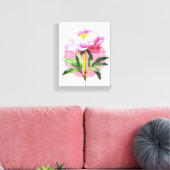 Roze Pioen Stip Mozaïek Bloem Canvas Afdruk (Insitu (Woonkamer))
