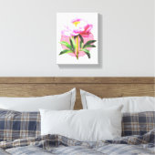 Roze Pioen Stip Mozaïek Bloem Canvas Afdruk (Insitu (Slaapkamer))