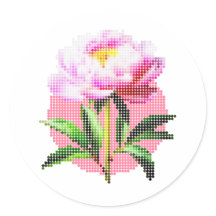 Roze Pioen Stip Mozaïek Bloem