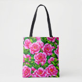 Roze Pioen Tote Tas (Voorkant)