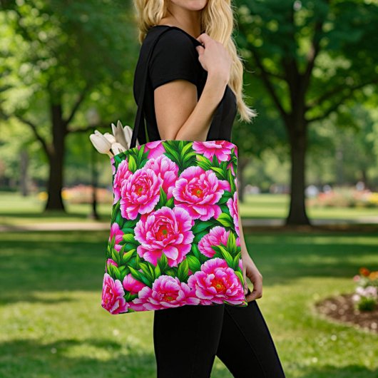 Roze Pioen Tote Tas