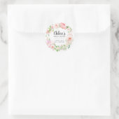 Roze Pioen Trouw Bruiloft Favor Sticker (Tas)
