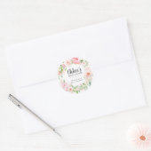 Roze Pioen Trouw Bruiloft Favor Sticker (Envelop)