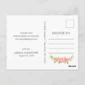 Roze Pioen Trouw Dank Je Briefkaart (Achterkant)