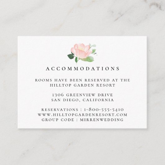 Roze Pioen Trouwaccommodaties Informatiekaartje (Voorkant)