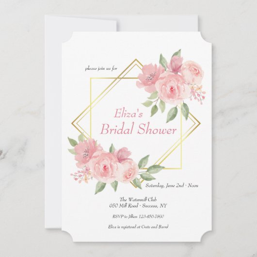 Roze Pioen Uitnodiging (Voorkant)