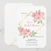 Roze Pioen Uitnodiging (Voorkant / Achterkant)