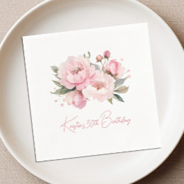 Roze Pioen Verjaardag Cocktailserviet Servet