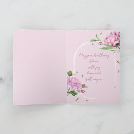 Roze Pioen Verjaardags Vouwkaart Kaart