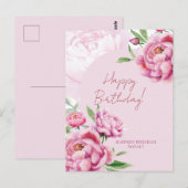 Roze Pioen Verjaardagskaart Vouwkaart Briefkaart (Voorkant / Achterkant)