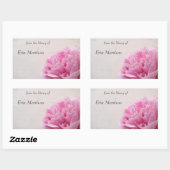 Roze pioen view ex-libris rechthoekige sticker (Vel)