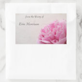 Roze pioen view ex-libris rechthoekige sticker (Tas)
