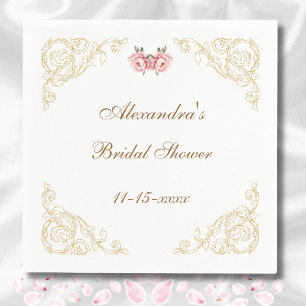 Roze Pioen Vintage Bloemachtige Bruidsdouche Servet