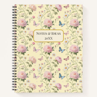 Roze Pioen Vlinder Bloemmotief Notitieboek