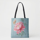 Roze Pioen & Vlinder Boodschappentas Tote Bag (Voorkant)