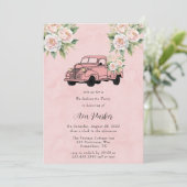 Roze Pioen  Vrachtwagen Bachelorette Party Kaart (Staand voorkant)