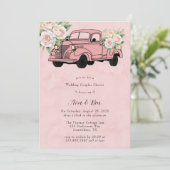 Roze Pioen  Vrachtwagen Bruiloft Koppels Douche Kaart (Staand voorkant)